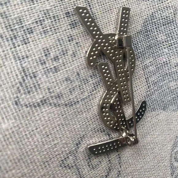 Ysl Silver Crystal Brooch - Picture 2 of 4